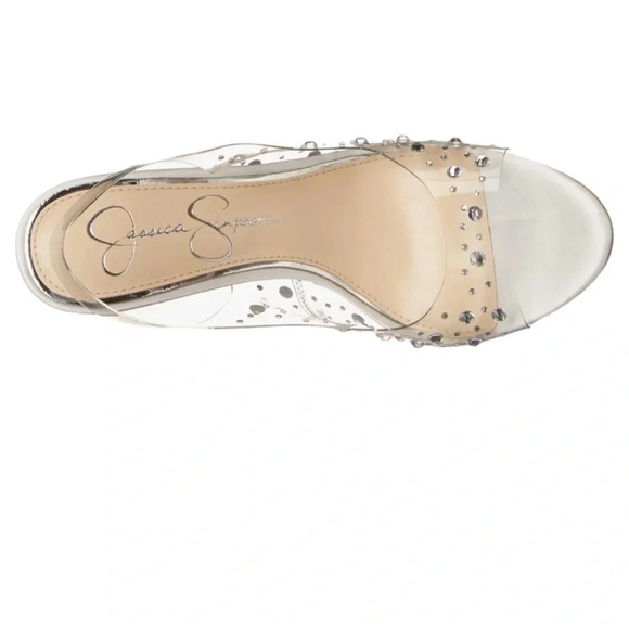 Jessica Simpson Womens Jaisey Open Toe Rhinestone Slingback Heels Used Once - Picture 6 of 6